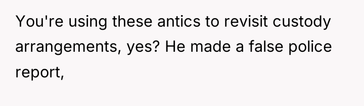 You're using these antics to revisit custody arrangements, yes? He...