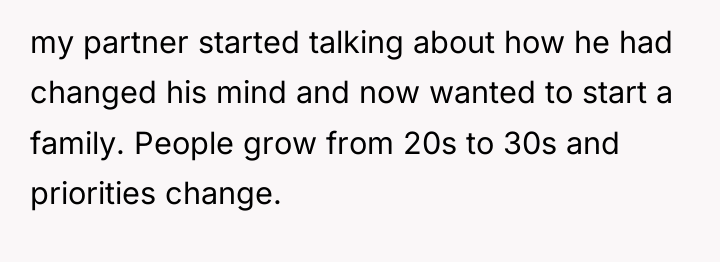 my partner started talking about how he had changed his...