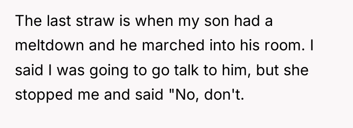 The last straw is when my son had a meltdown...
