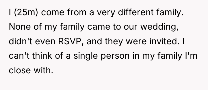I (25m) come from a very different family. None of...