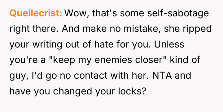 Quellecrist Wow, that's some self-sabotage right there. And make no...