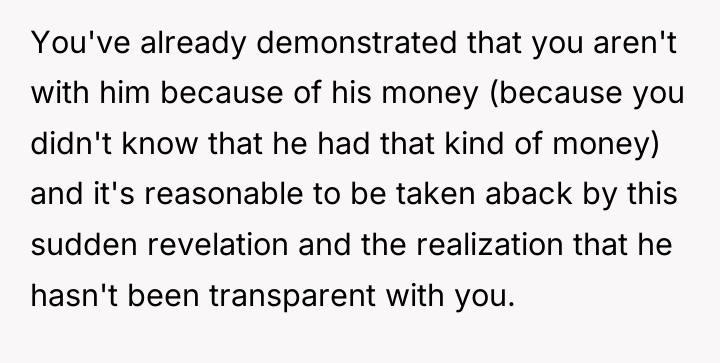 You've already demonstrated that you aren't with him because of...