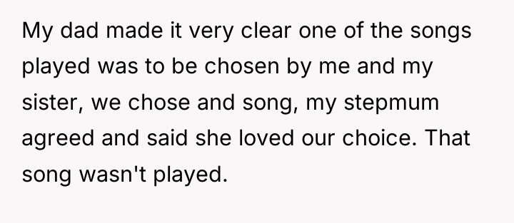 My dad made it very clear one of the songs...