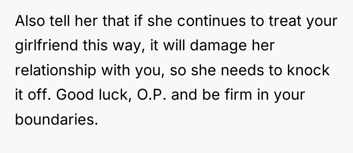 Also tell her that if she continues to treat your...