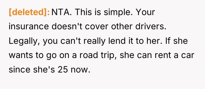 [deleted] NTA. This is simple. Your insurance doesn't cover other...