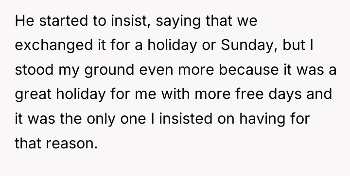 He started to insist, saying that we exchanged it for...