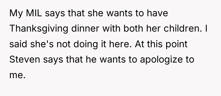 My MIL says that she wants to have Thanksgiving dinner...