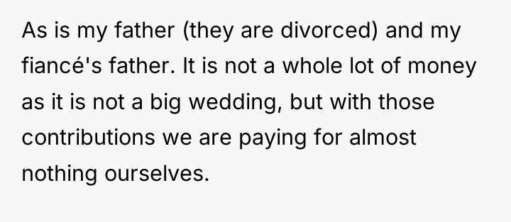 As is my father (they are divorced) and my fiancé's...