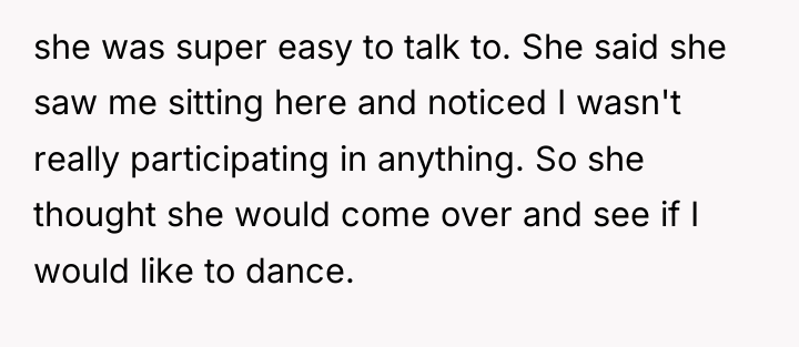 she was super easy to talk to. She said she...