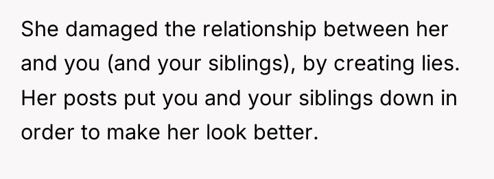She damaged the relationship between her and you (and your...