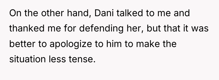 On the other hand, Dani talked to me and thanked...