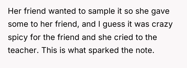 Her friend wanted to sample it so she gave some...