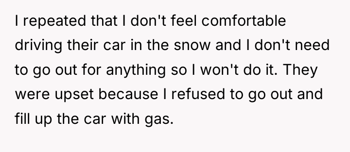 I repeated that I don't feel comfortable driving their car...