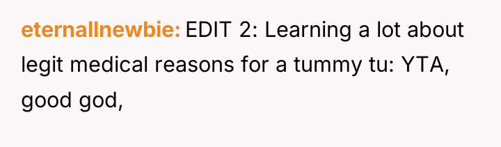 eternallnewbie EDIT 2: Learning a lot about legit medical reasons...