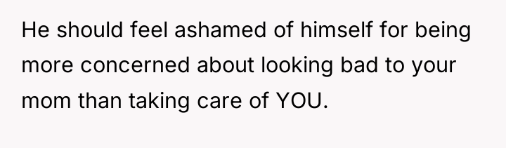 He should feel ashamed of himself for being more concerned...