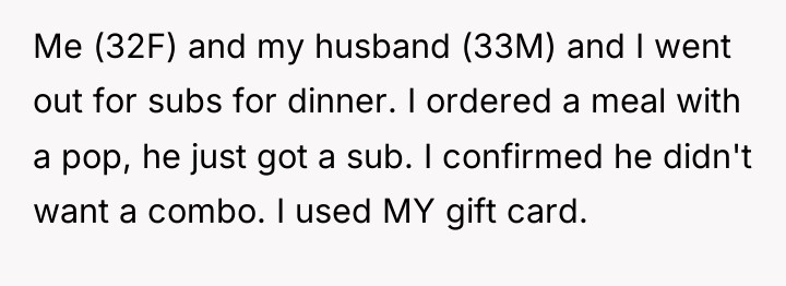Me (32F) and my husband (33M) and I went out...