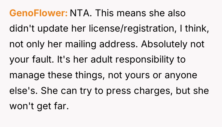 GenoFlower NTA. This means she also didn't update her license/registration,...