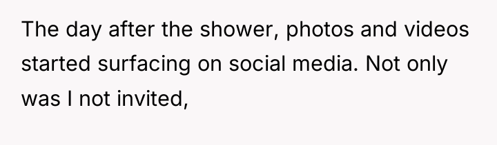 The day after the shower, photos and videos started surfacing...