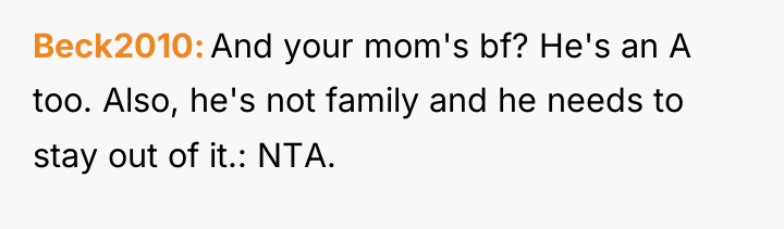 Beck2010 And your mom's bf? He's an A too. Also,...