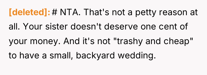 [deleted] # NTA. That's not a petty reason at all....