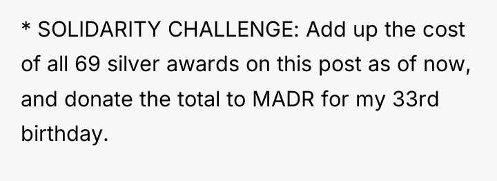 * SOLIDARITY CHALLENGE: Add up the cost of all 69...