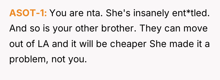 ASOT-1 You are nta. She's insanely ent*tled. And so is...