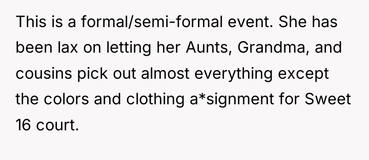 This is a formal/semi-formal event. She has been lax on...