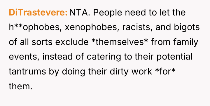 DiTrastevere NTA. People need to let the h**ophobes, xenophobes, racists,...