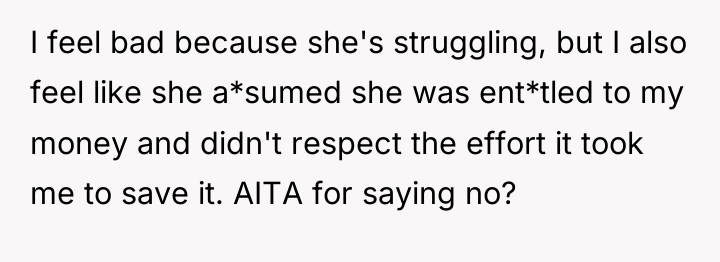I feel bad because she's struggling, but I also feel...