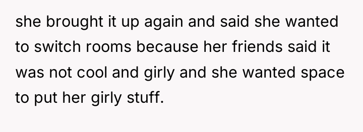she brought it up again and said she wanted to...
