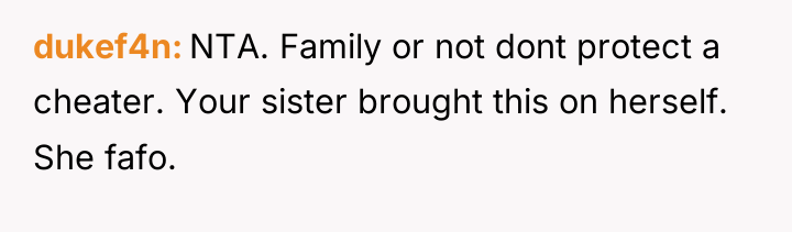 dukef4n NTA. Family or not dont protect a cheater. Your...
