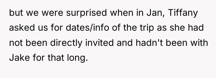 but we were surprised when in Jan, Tiffany asked us...