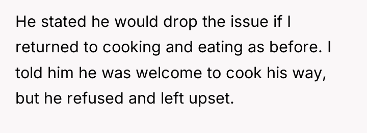 He stated he would drop the issue if I returned...
