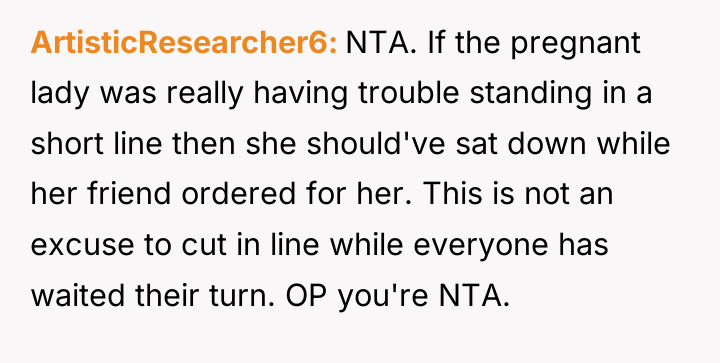 ArtisticResearcher6 NTA. If the pregnant lady was really having trouble...