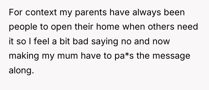 For context my parents have always been people to open...