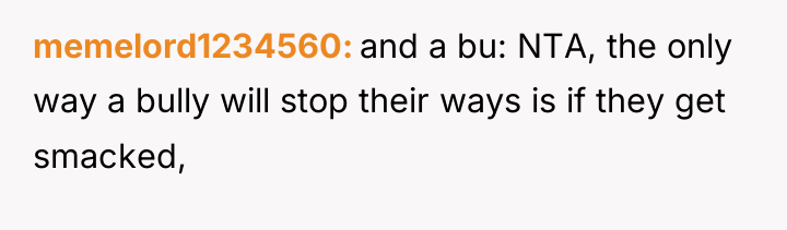 memelord1234560 and a bu: NTA, the only way a bully...