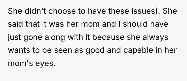 She didn't choose to have these issues). She said that...