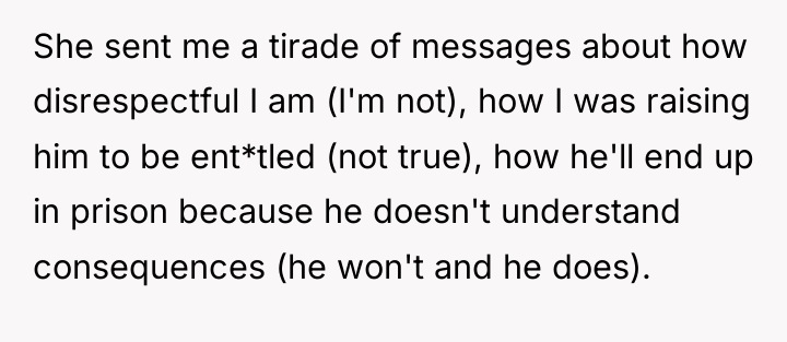She sent me a tirade of messages about how disrespectful...