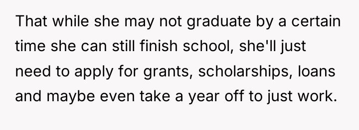 That while she may not graduate by a certain time...