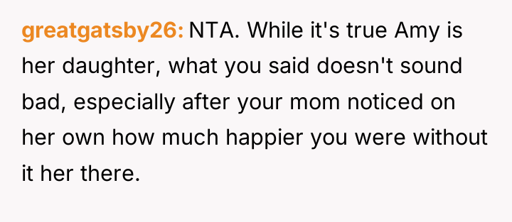 greatgatsby26 NTA. While it's true Amy is her daughter, what...