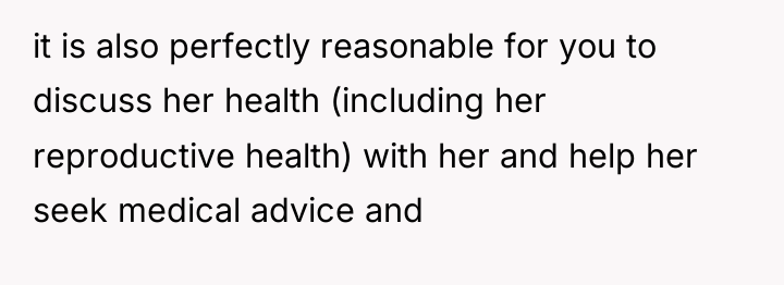 it is also perfectly reasonable for you to discuss her...