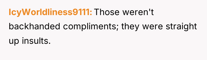 IcyWorldliness9111 Those weren't backhanded compliments; they were straight up insults.