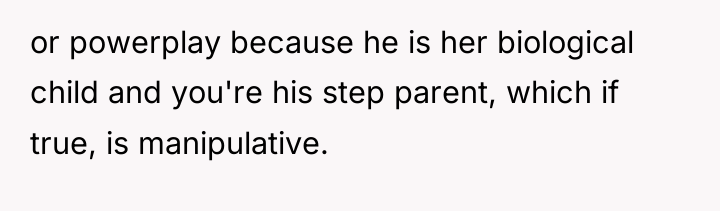 or powerplay because he is her biological child and you're...