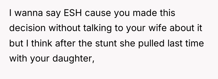 I wanna say ESH cause you made this decision without...