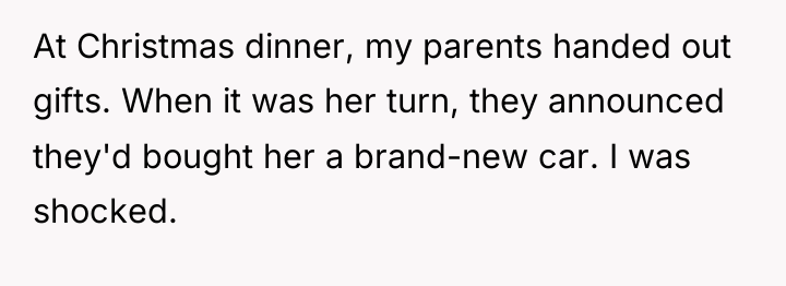 At Christmas dinner, my parents handed out gifts. When it...