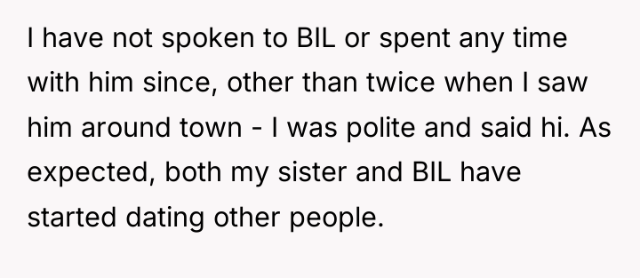 I have not spoken to BIL or spent any time...