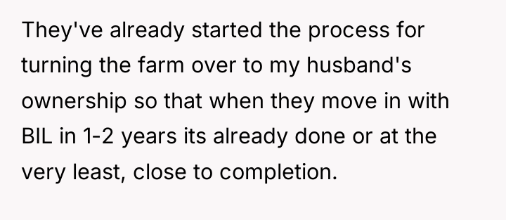 They've already started the process for turning the farm over...