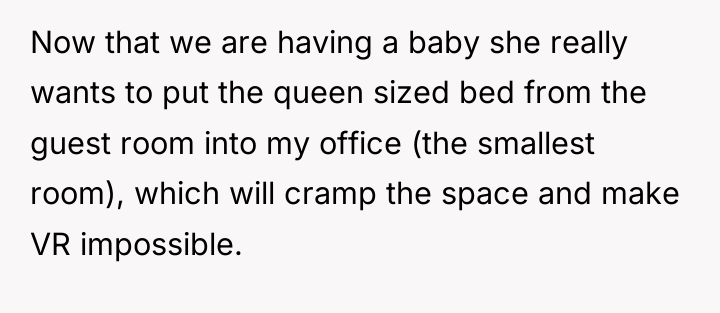 Now that we are having a baby she really wants...
