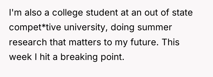 I'm also a college student at an out of state...