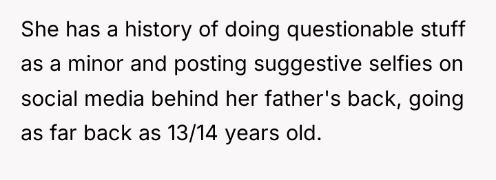 She has a history of doing questionable stuff as a...